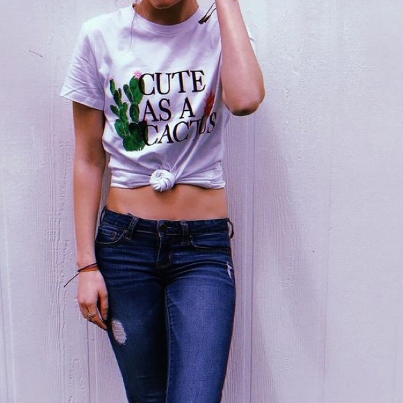 Zaful Tops - Cute As A Cactus Tshirt